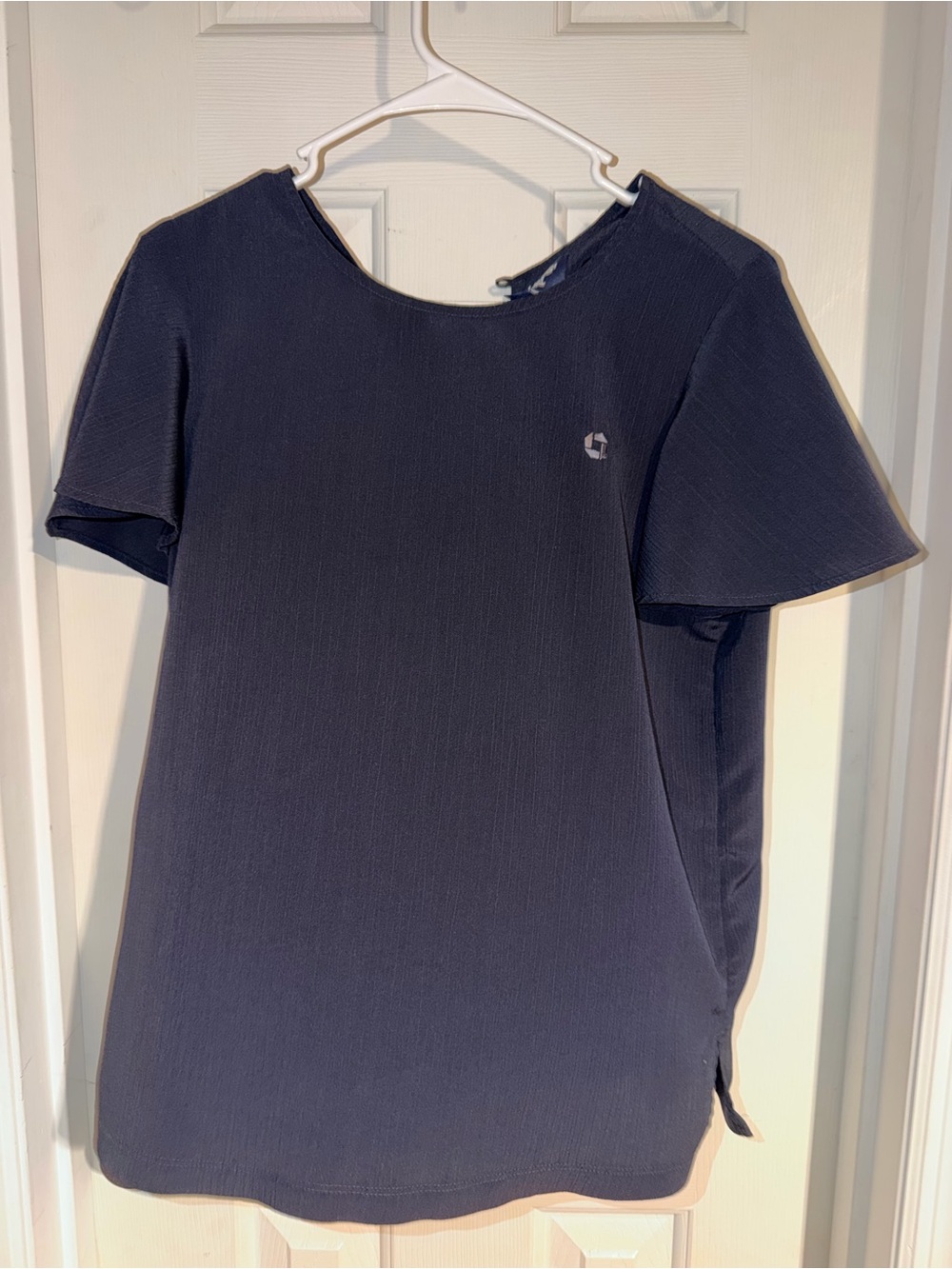 Lands' End Navy Short-Sleeve Blouse